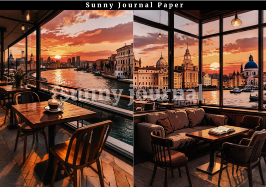 B0057-Coffee Shop Scenery Paper A5 paper 10pcs no repeat