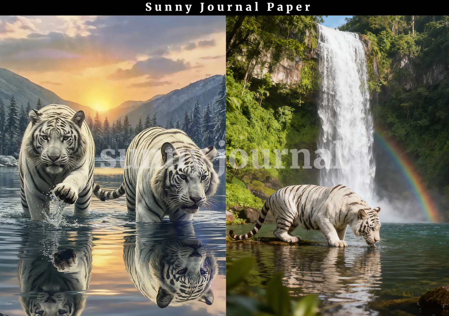 B0025- White Tiger A5 paper no repeat