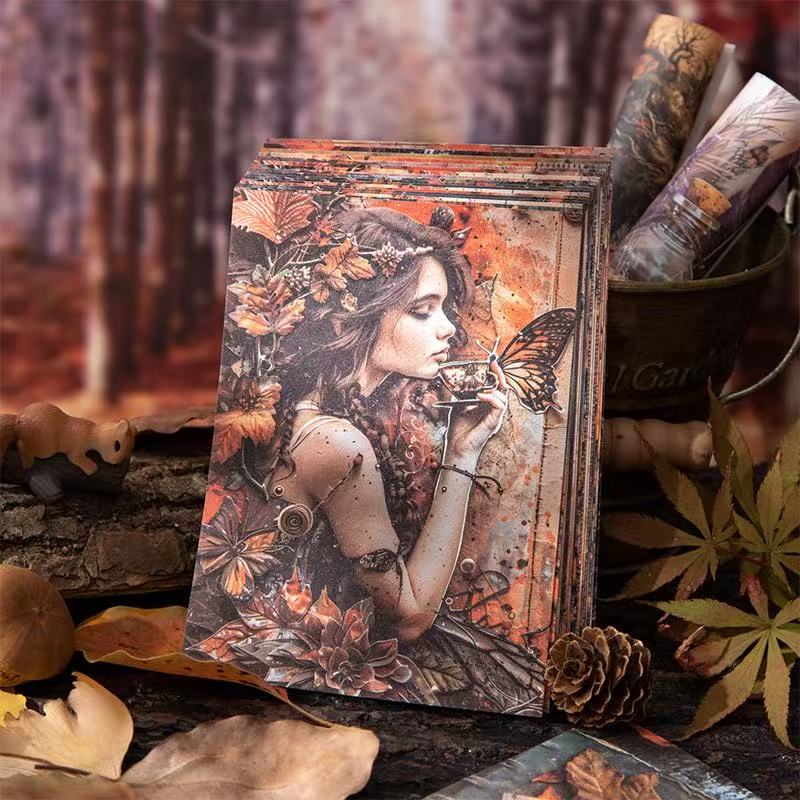 Vintage Autumn Fairys Junk Journal Paper, Autumn Forest Old Dream Series