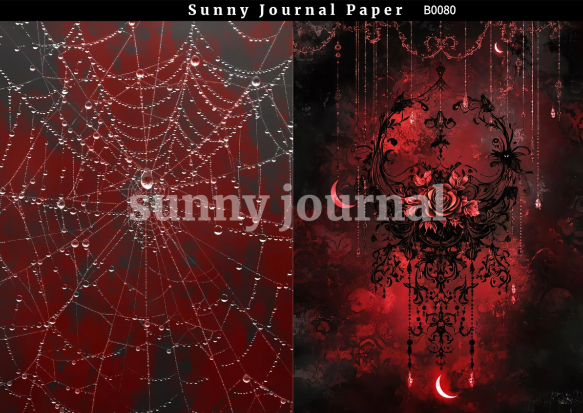 B0080-Black& Red Gothic Aesthetics A5 paper 10pcs no repeat