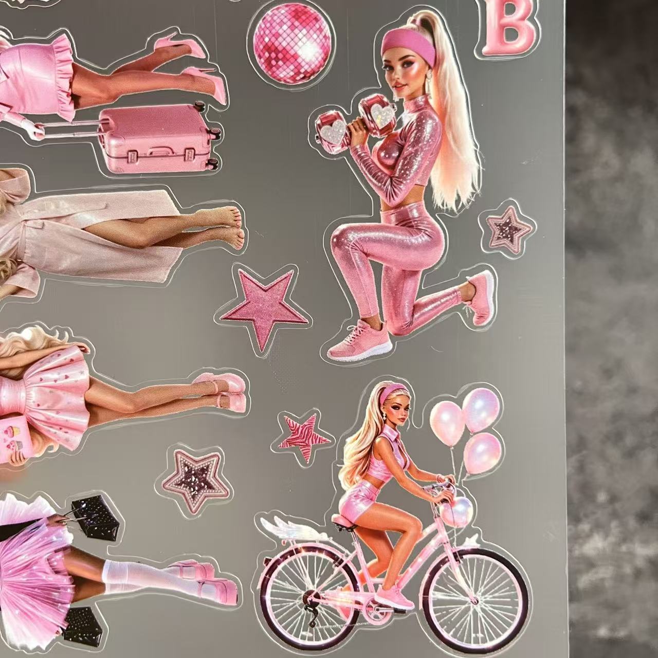 A0134--Pink Girl PET Sticker 1 Pcs A5 Size
