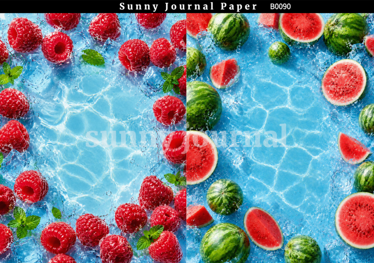 B0090-Various Fruit Background A5 paper 10pcs no repeat