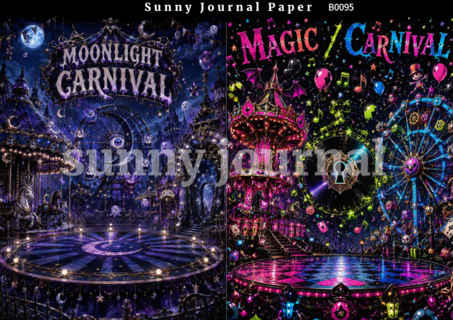 B0095-Halloween Magic Stage Background A5 paper 10pcs no repeat