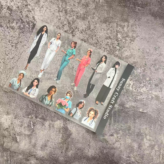 A0091--Female Doctors PET Sticker 1 Pcs A5 Size