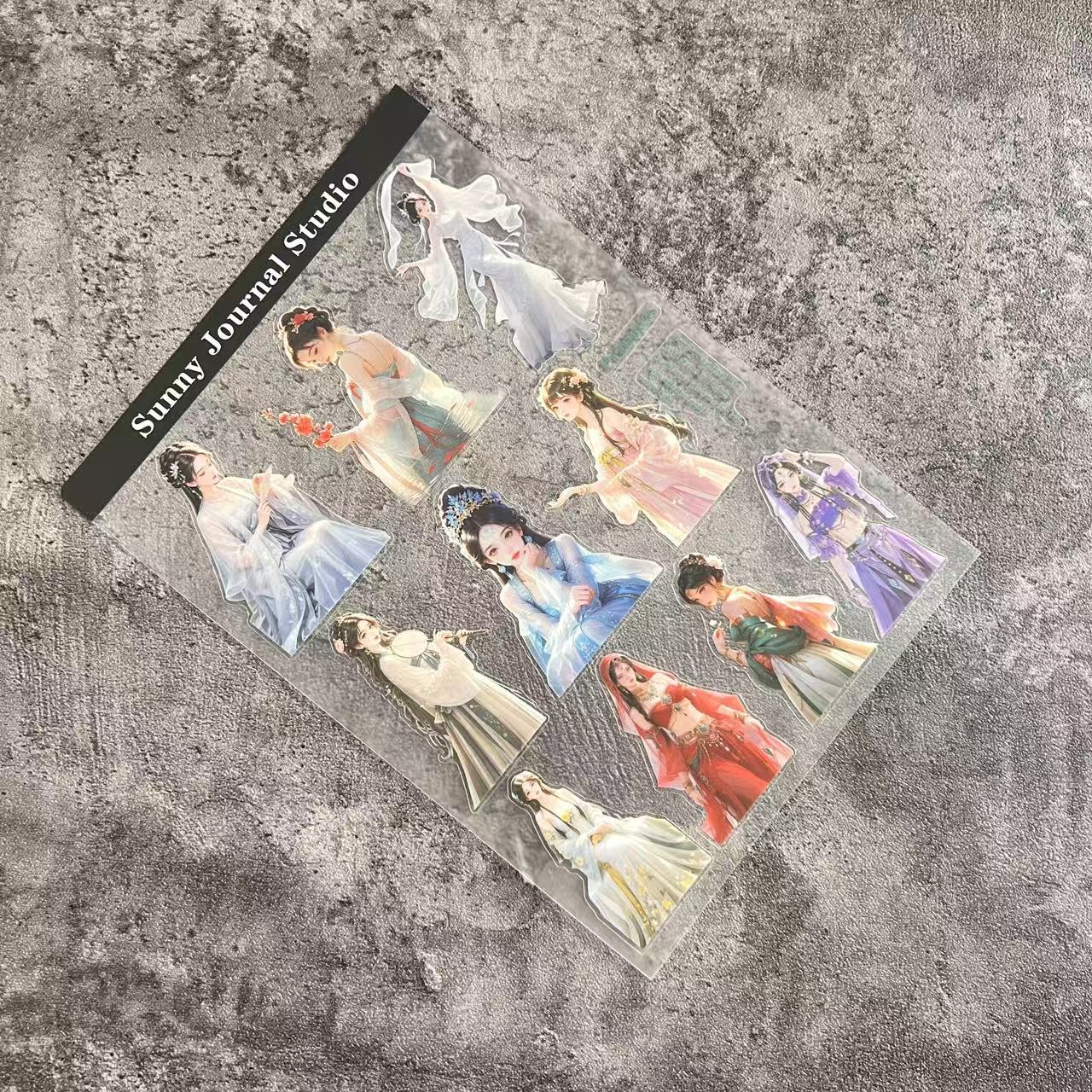A0059-- Ancient Chinses Dancing Girls in Summer PET Sticker 1 Pcs A5 Size