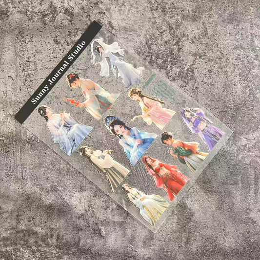 A0059-- Ancient Chinses Dancing Girls in Summer PET Sticker 1 Pcs A5 Size