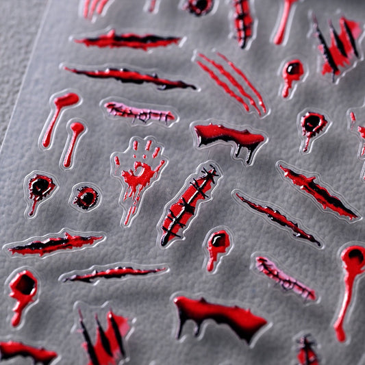 Halloween Creep Scarred Stitches Embossed 3D Sticker