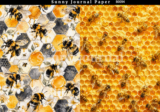 B0094-Honey and Bee Background A5 paper 10pcs no repeat