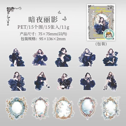 Mirror and Girls PET Stickers 15 Sheets Per Pack