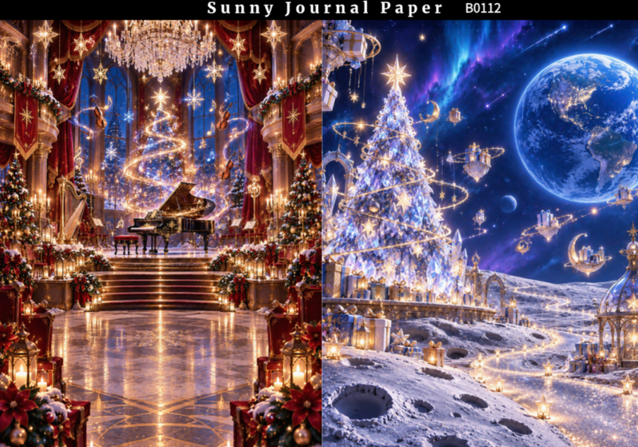 B0112-Enchanted Fantasy Chirstmas A5 paper 10pcs no repeat