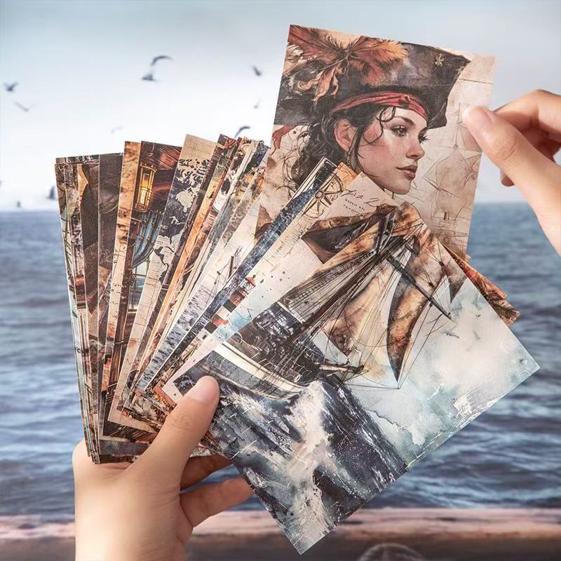 Vintage Nautical Voyage Pirate Ocean Series Scrapbook Paper for Junk Journal