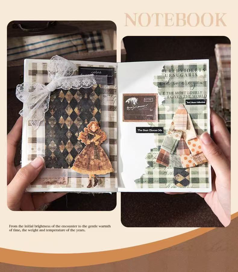 Time‑Woven Texture Striped Coffee‑Stain Journal Background Paper 30 Sheets Per Pack