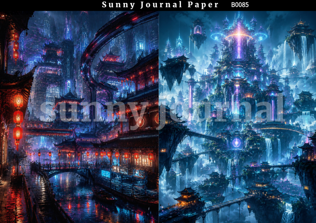 B0085-CyberPunk Oriental Style A5 paper 10pcs no repeat
