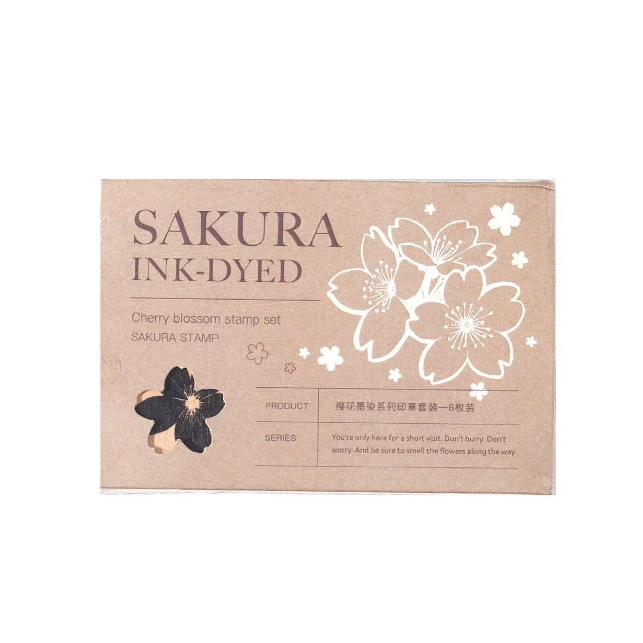 Sakura Cherry Wooden Stamp Set 6pcs For Journal