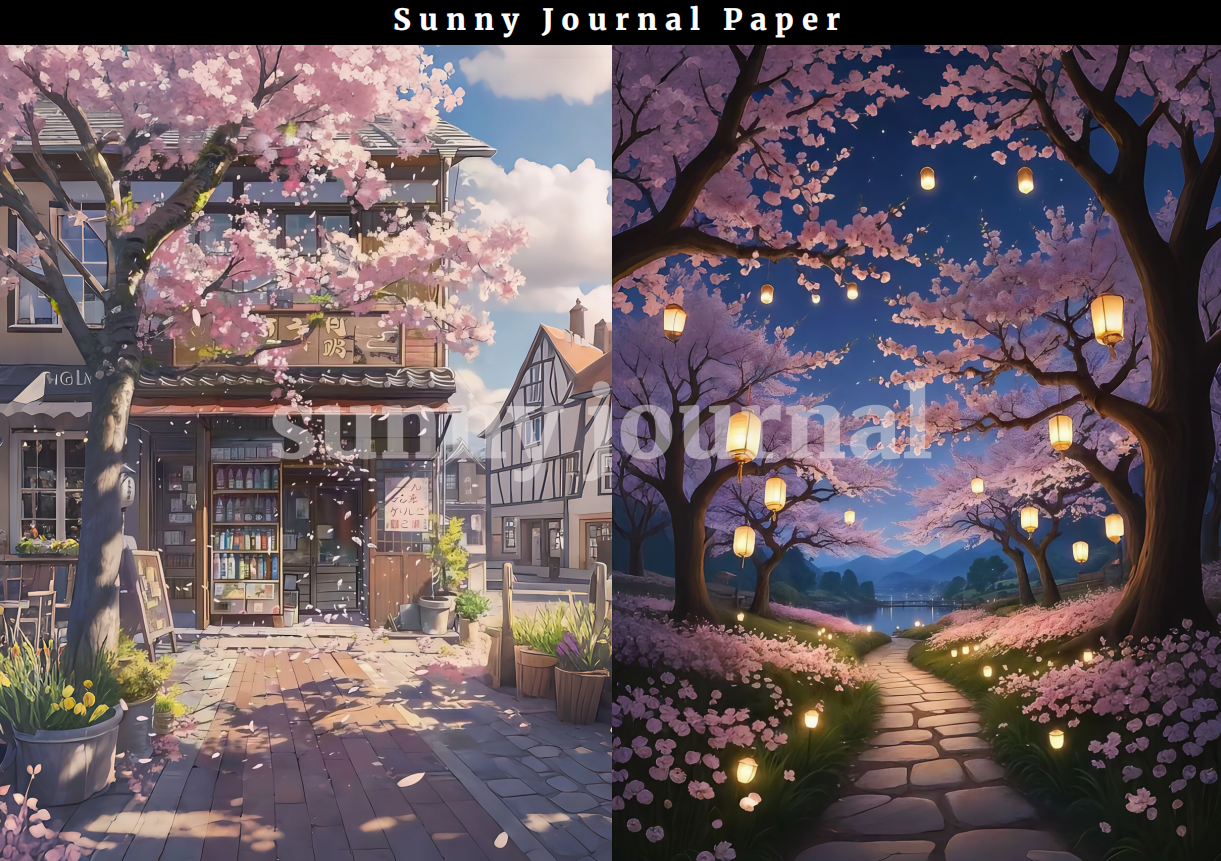 B0019-Cherry Blossom A5 Paper 10 pcs no repeat