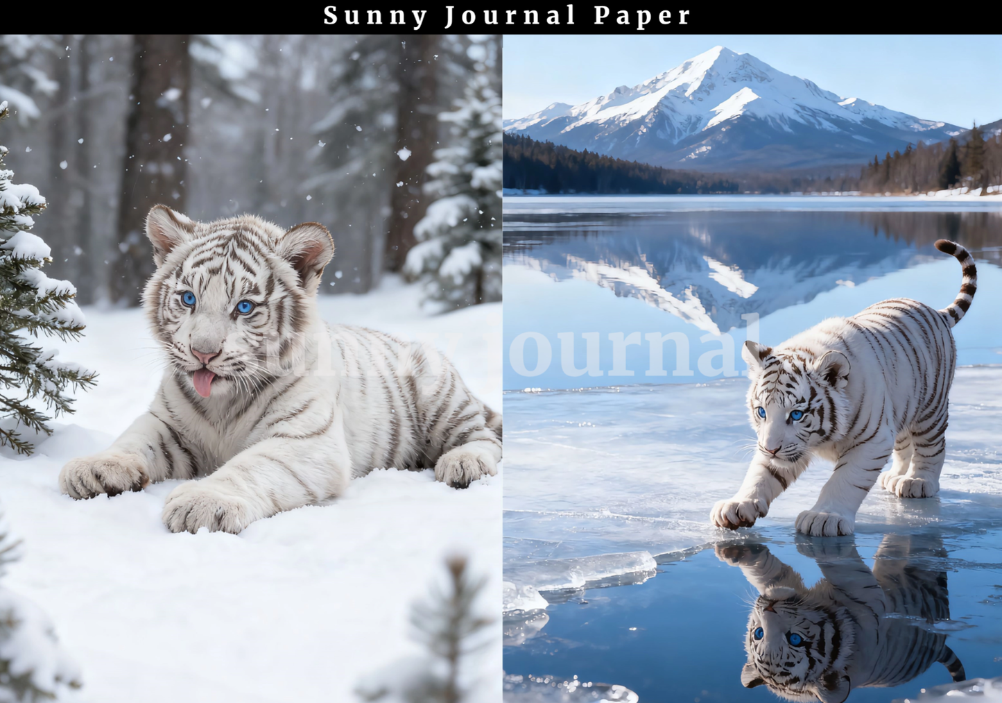 B0025- White Tiger A5 paper no repeat