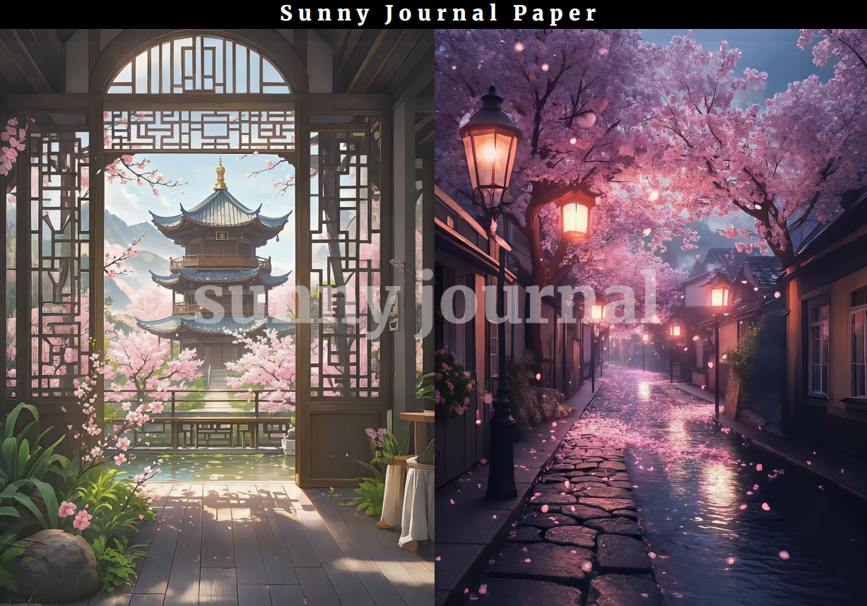 B0019-Cherry Blossom A5 Paper 10 pcs no repeat