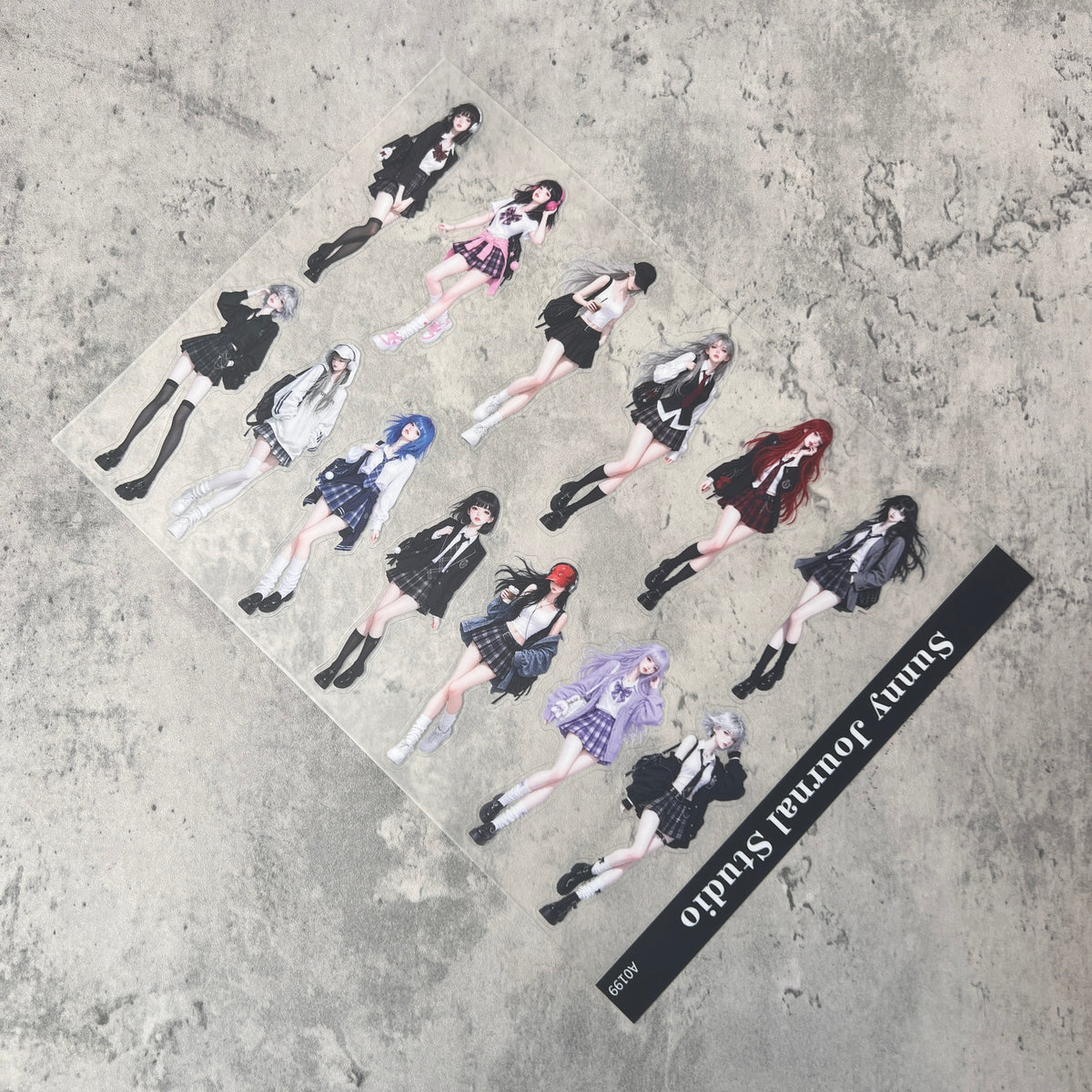 A0199--Seifuku Uniform Anime Girls PET Sticker 1 Pcs A5 Size
