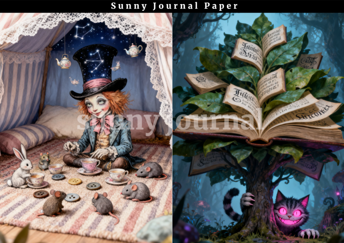 B0056- Fairy Alice in Wonderland Paper A5 paper 15pcs no repeat