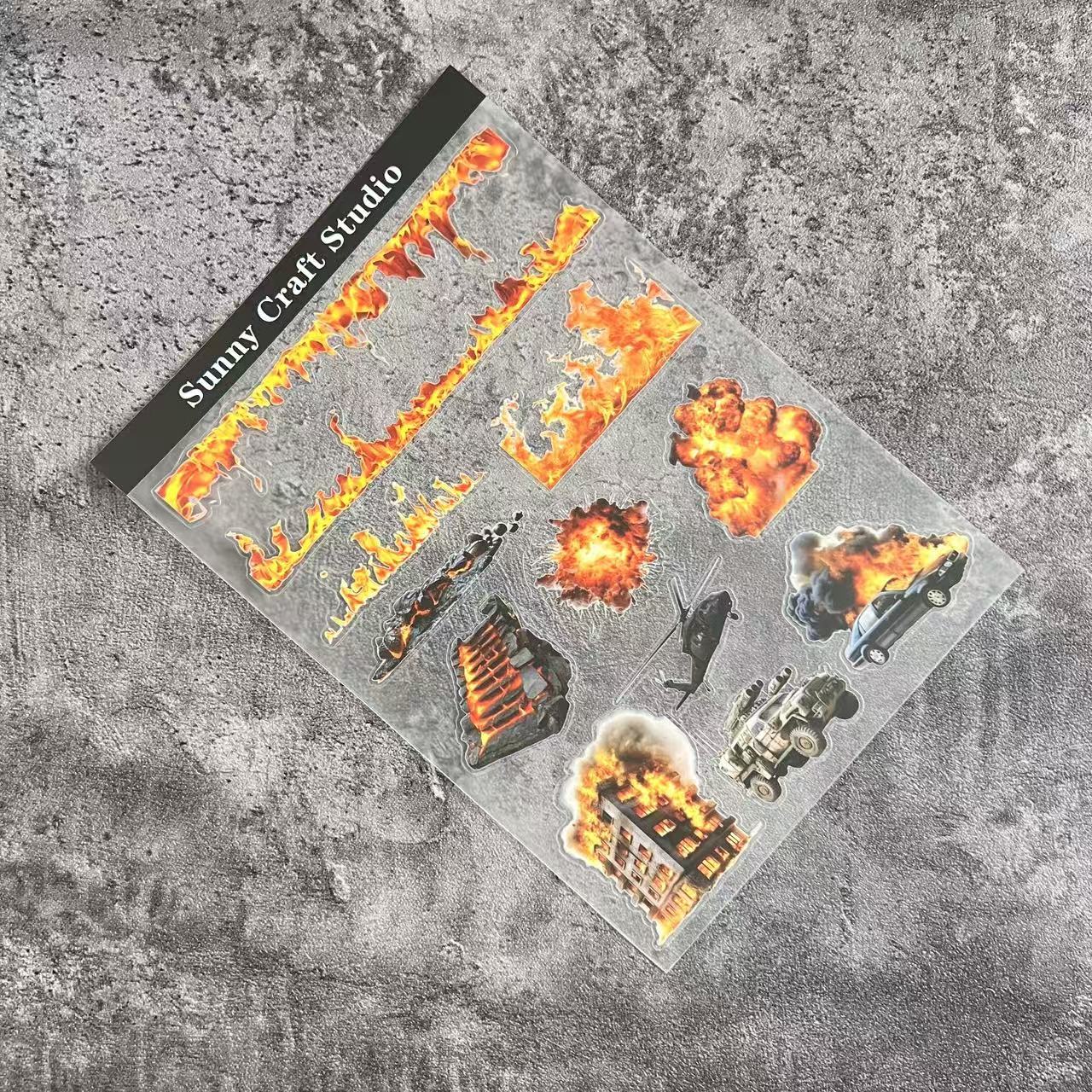 A0107--Explosion Site PET Sticker 1 Pcs A5 Size