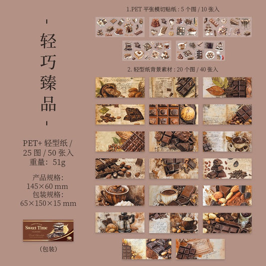 Pre-Cut Chocolate Stickers, Food Themed Paper for Journaling