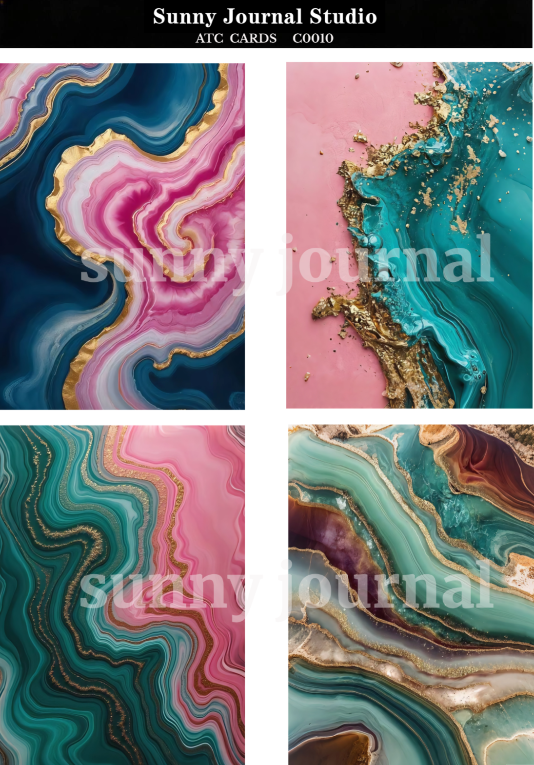 C0010-Marble Texture ATC Cards 20 iamges 300GSM Paper Card / Self-cut Required
