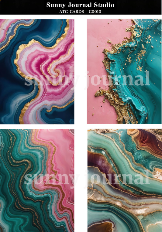 C0010-Marble Texture ATC Cards 20 iamges 300GSM Paper Card / Self-cut Required