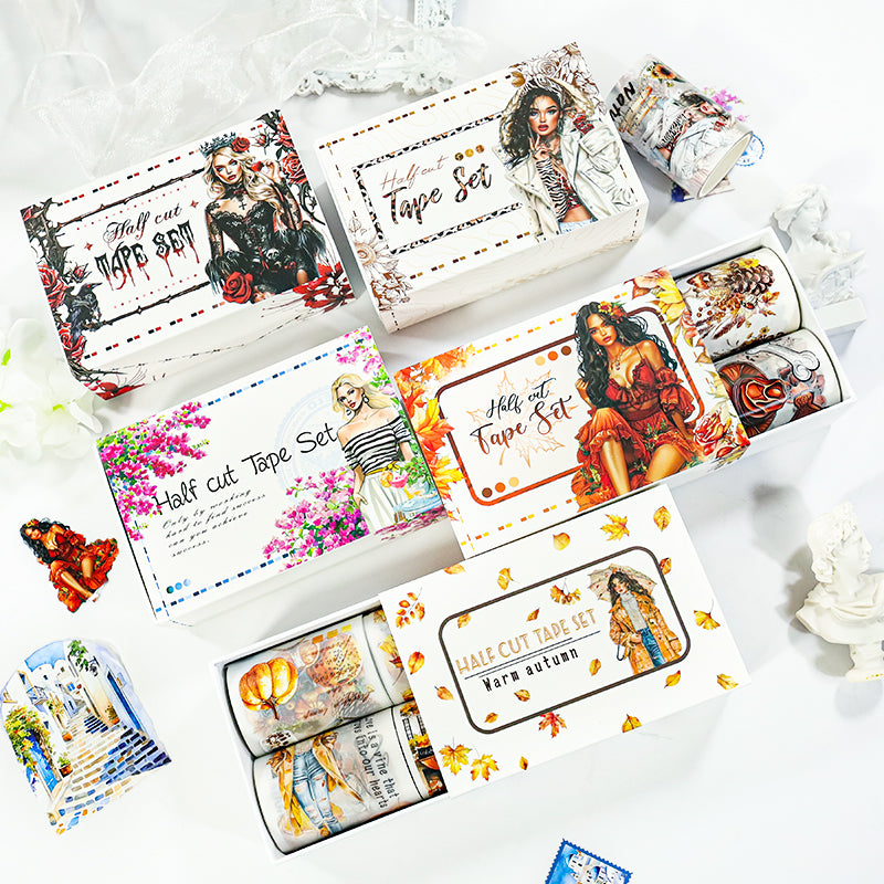 Tape Roll Set《Beast Party》4 rolls (2 roll PET+2 roll Washi)