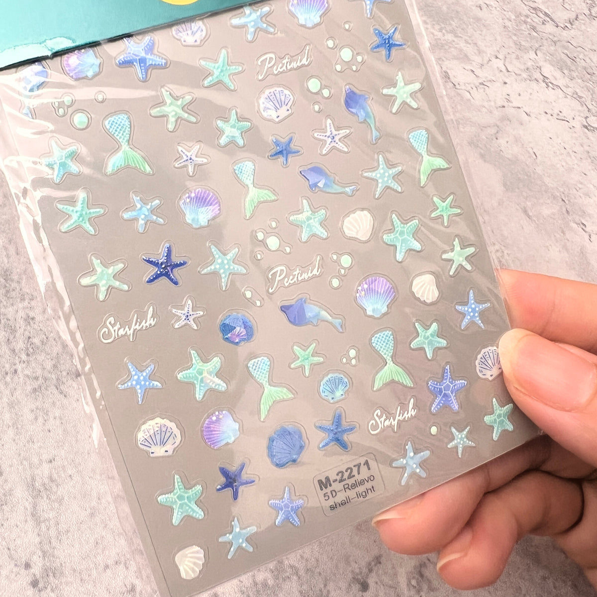 Mini Iridescent Ocean Seashell/JellyFish/Seastar Embossed 3D Sticker