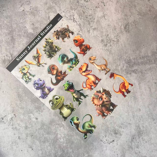 A0072--Cute Dinosaurs PET Sticker 1 Pcs A5 Size