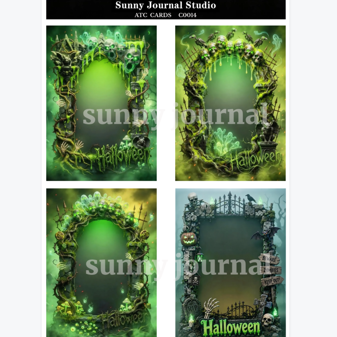 C0014-Gothic Halloween ATC Cards 20 iamges 300GSM Paper Card / Self-cut Required