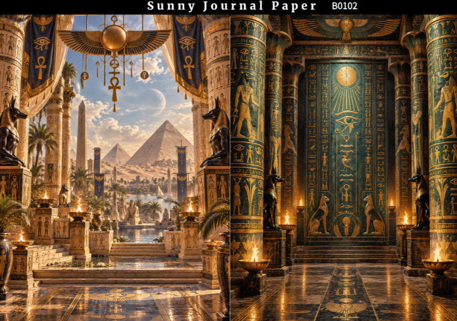 B0102--Ancient Egyptian Palace A5 paper 10pcs no repeat