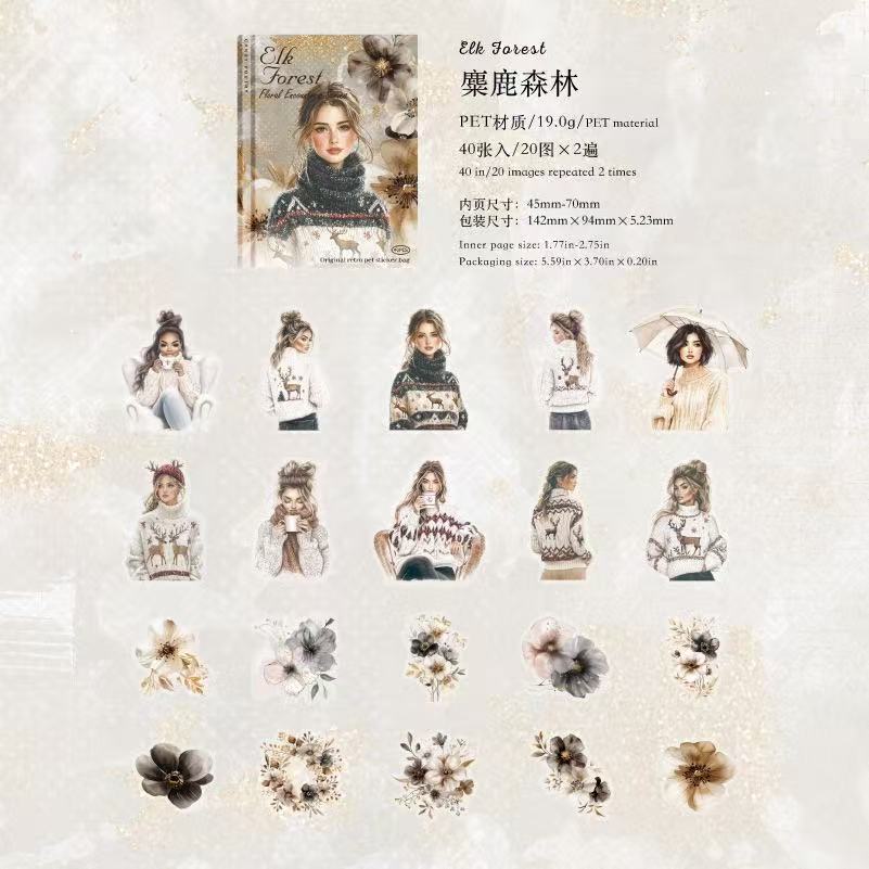 Winter Girls PET Stickers 40 Sheets Per Pack