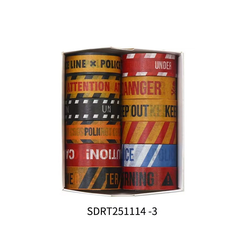 Washi Tape Set Caution Warning Cross-border 12 pcs rolls 1.5cm*2m