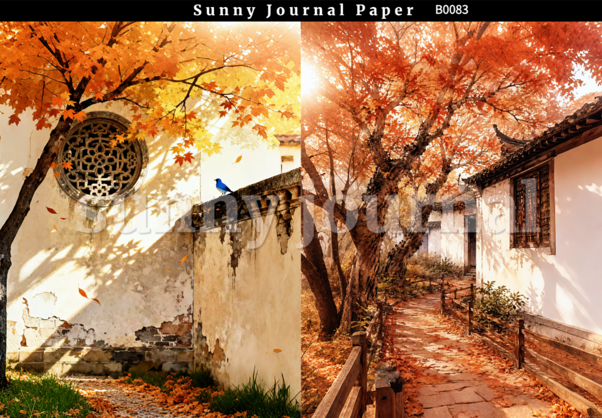 B0083-Traditional Autumn Scenery A5 paper 10pcs no repeat