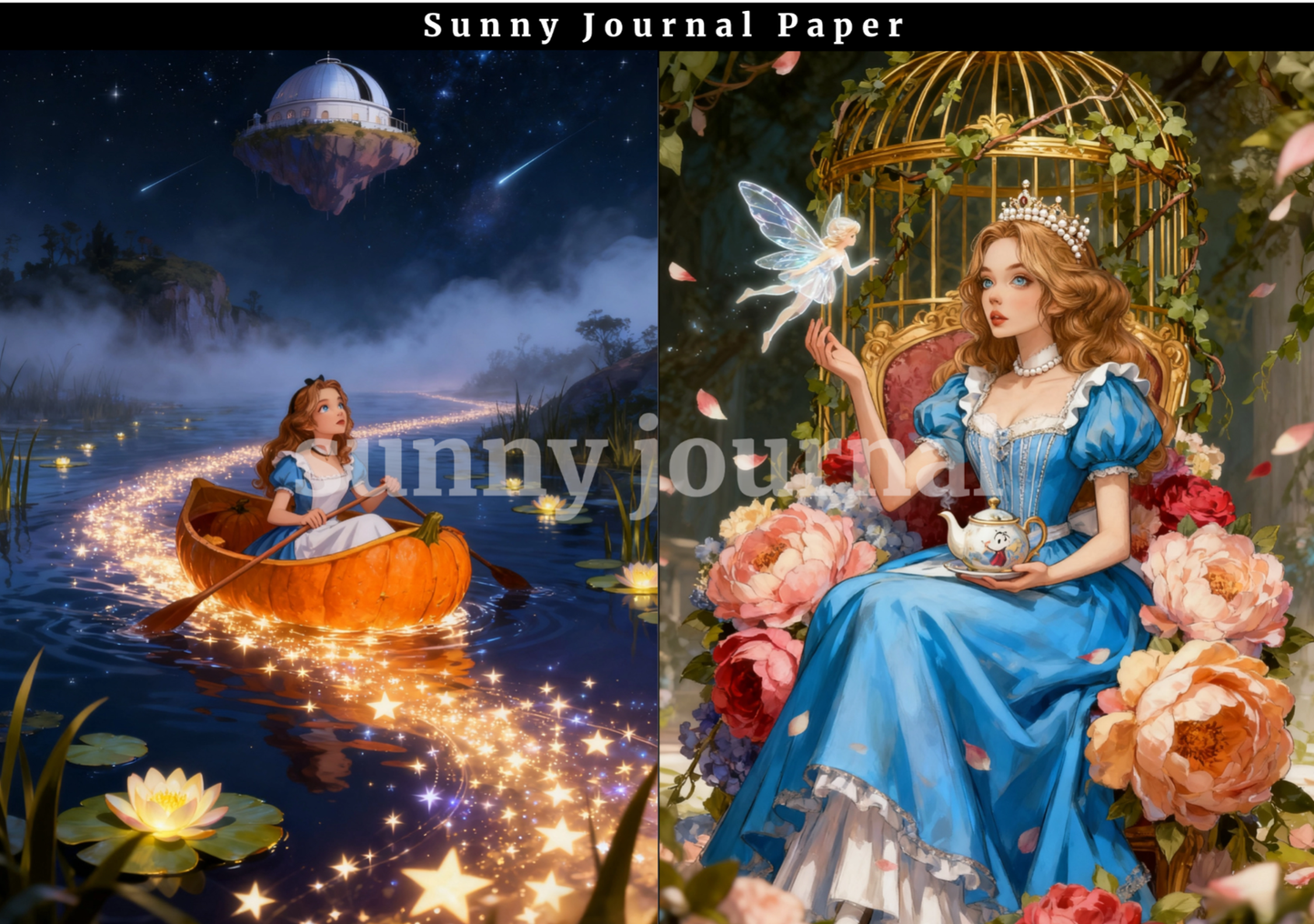 B0056- Fairy Alice in Wonderland Paper A5 paper 15pcs no repeat