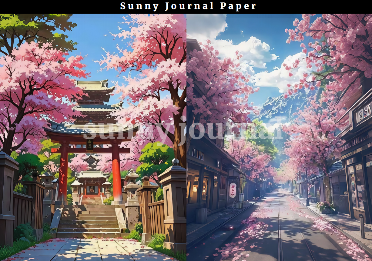 B0019-Cherry Blossom A5 Paper 10 pcs no repeat