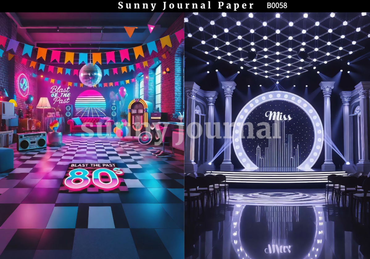 B0058-Retro Red Carpet & Disco Vibe Paper A5 paper 10pcs no repeat