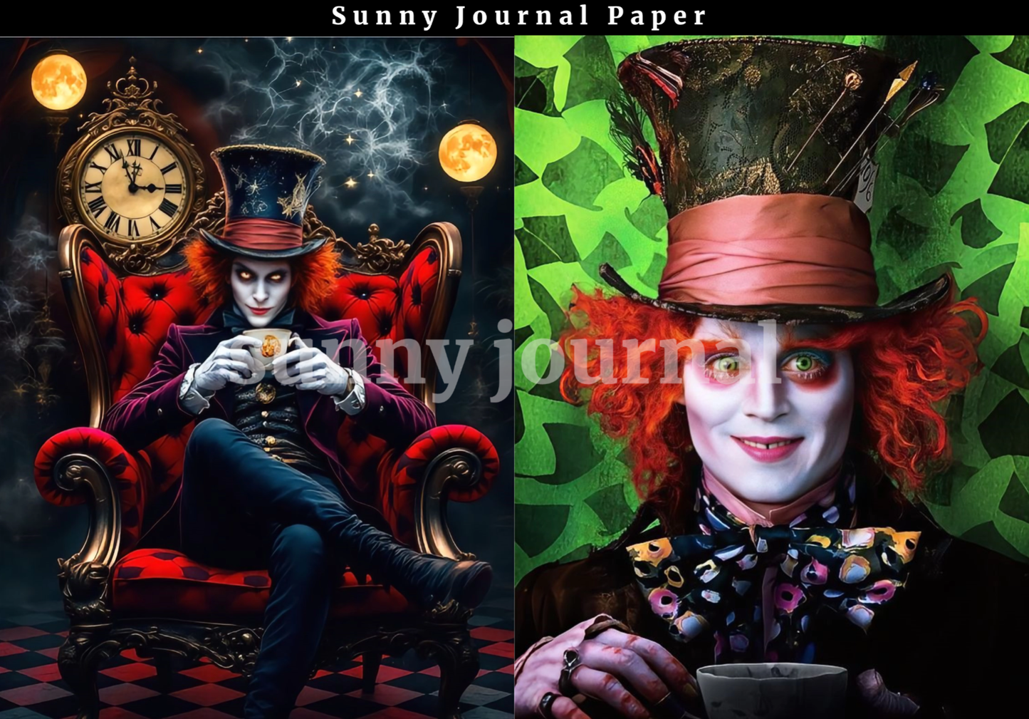 B0023-Joker the Crazy Hat in Alice A5 paper 10pcs no repeat