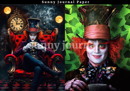 B0023-Joker the Crazy Hat in Alice A5 paper 10pcs no repeat