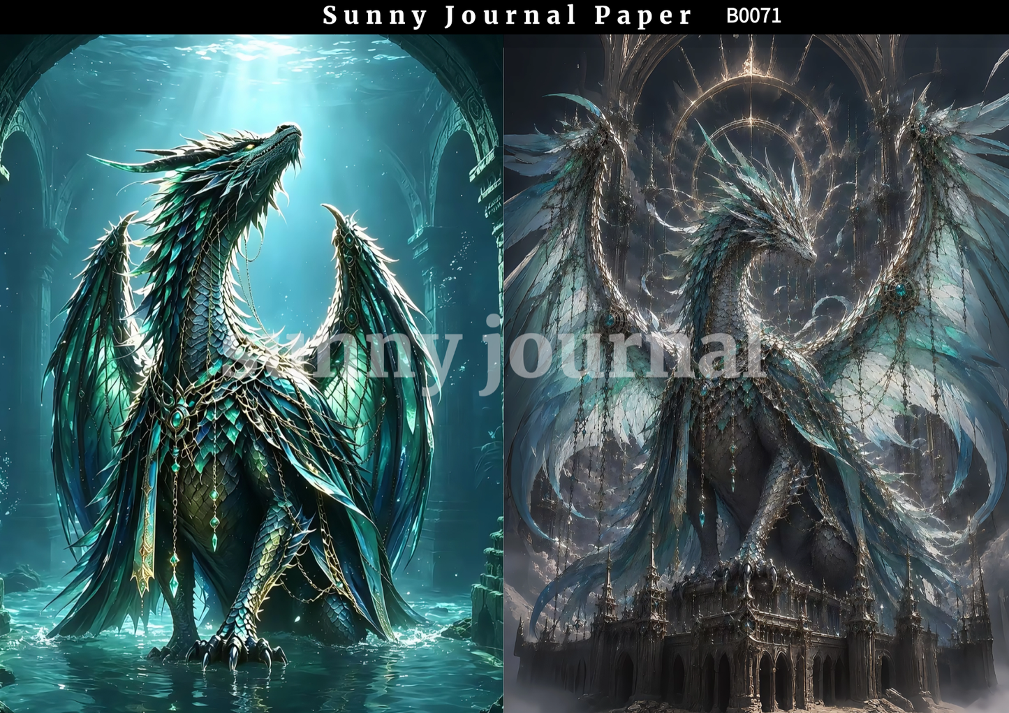 B0071-Dark Fantasies Gothic Gragon Medieval Legends Paper A5 paper 10pcs no repeat
