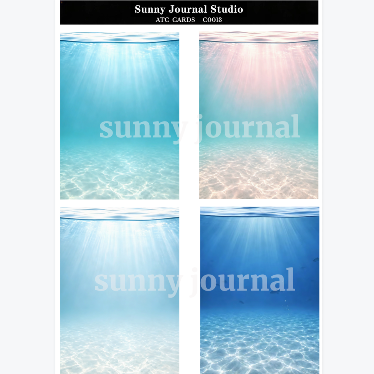 C0013-Ocean Underwater ATC Cards 20 iamges 300GSM Paper Card / Self-cut Required
