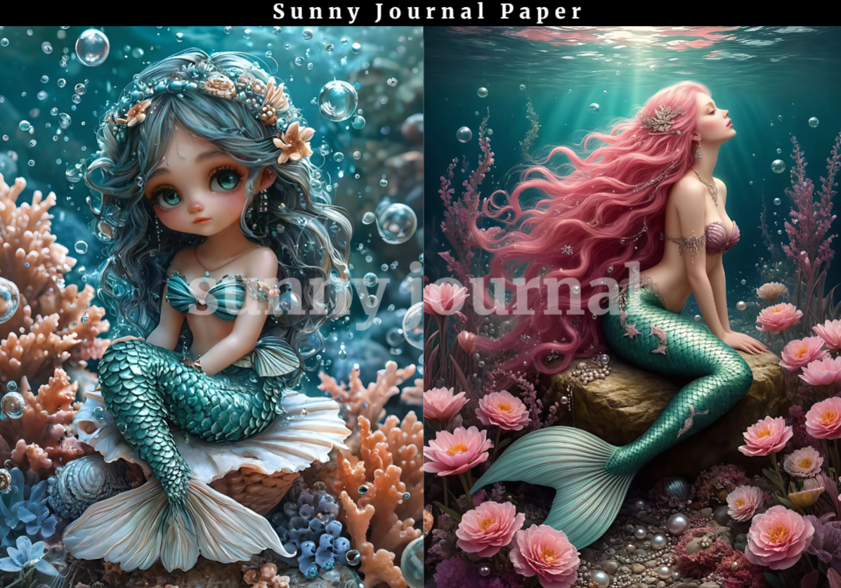 B0033- Ocean Mermaid A5 paper 20 images no repeat
