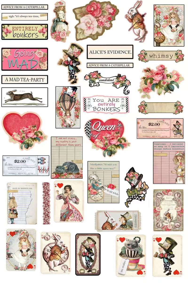 Alice in Wonderland Sticker Pack 7 designs