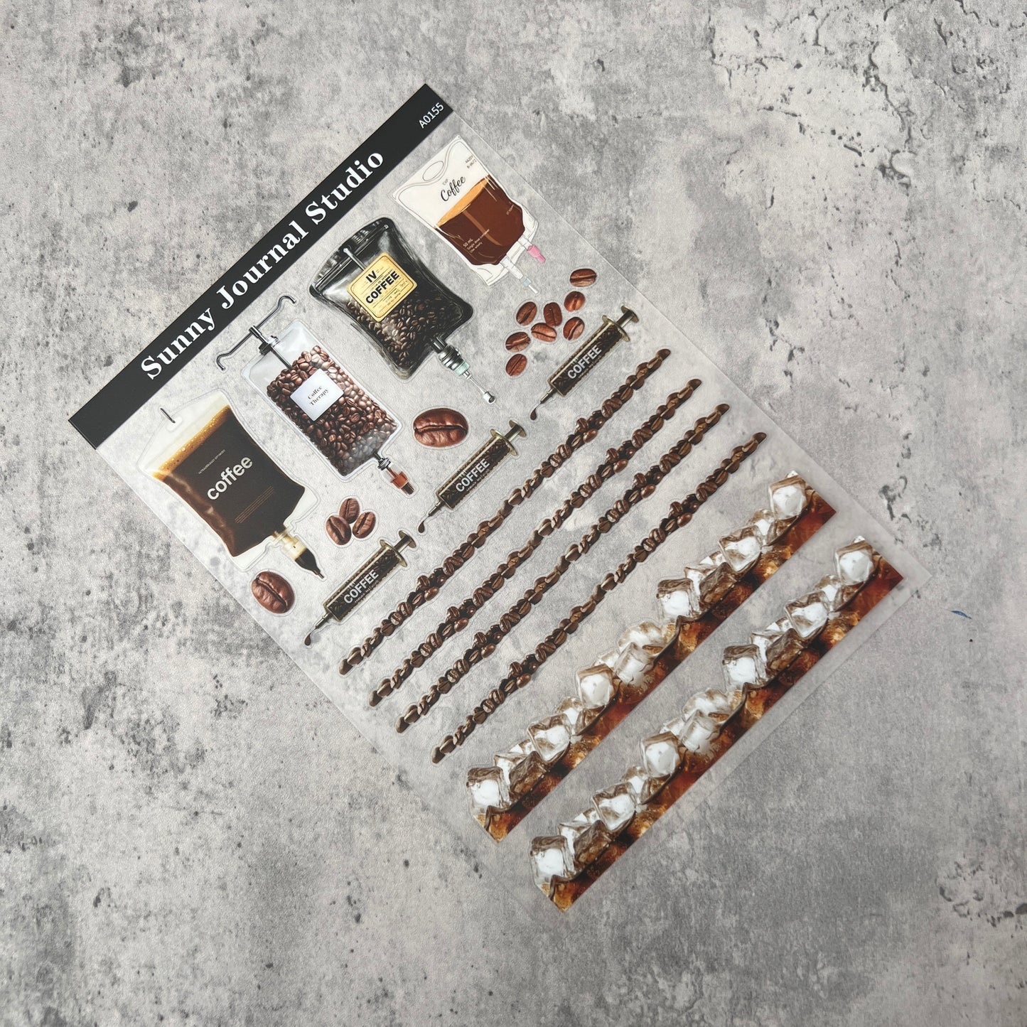 A0155--Coffee IV Bag PET Sticker 1 Pcs A5 Size