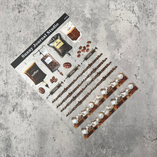A0155--Coffee IV Bag PET Sticker 1 Pcs A5 Size