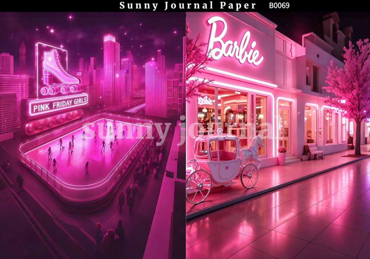 B0069-Barbie's Pink World Paper A5 paper 10pcs no repeat