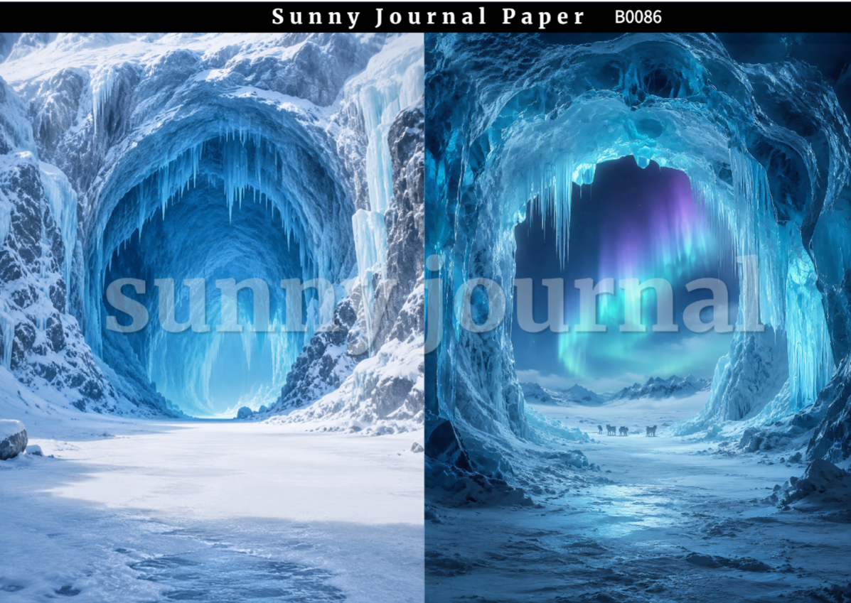 B0086-Ice Age Themed Background A5 paper 10pcs no repeat