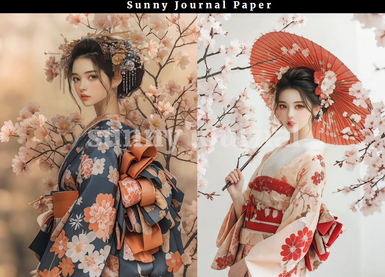 B0017-Japanese Geisha Kimono Girls A5 Paper 10 pcs no repeat