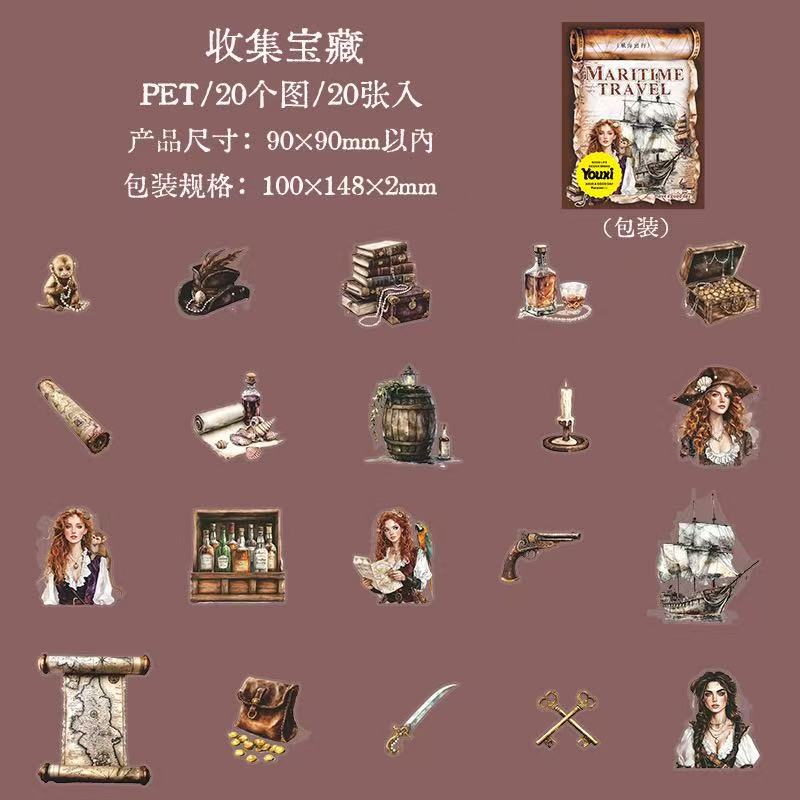Voyage Series Ocean Scene PET Sticker Pack